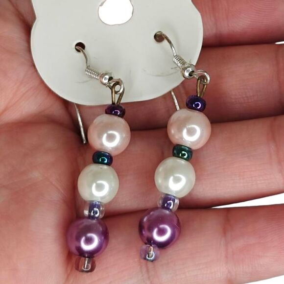 Handmade Beaded Boho Dangle Earrings - Picture 1 of 1
